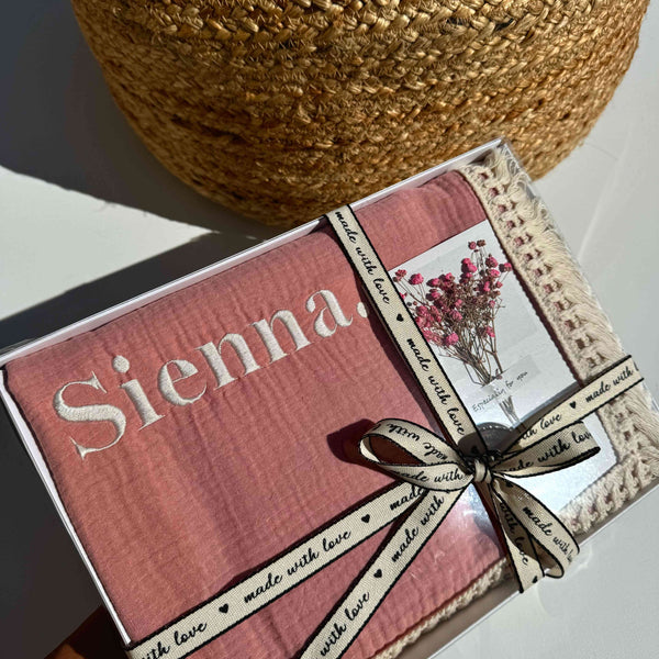 Dusty Pink Personalized Muslin 100% Cotton Blanket DreamBuy