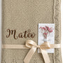 Taupe Personalised Baby Blanket Knitted