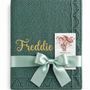 Dark Moss Personalised Baby Blanket Knitted