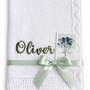 Pearl White Personalised Baby Blanket Knitted