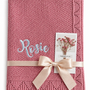 French Rose Personalised Baby Blanket Knitted