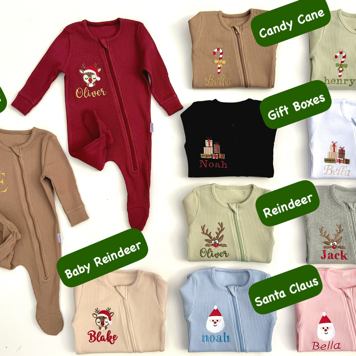 Christmas Candy Cane Zip Sleepsuit