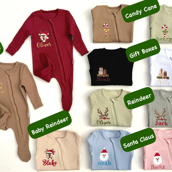 Christmas Candy Cane Zip Sleepsuit