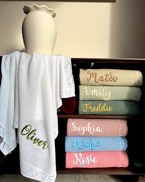Personalised Baby Blanket Knitted