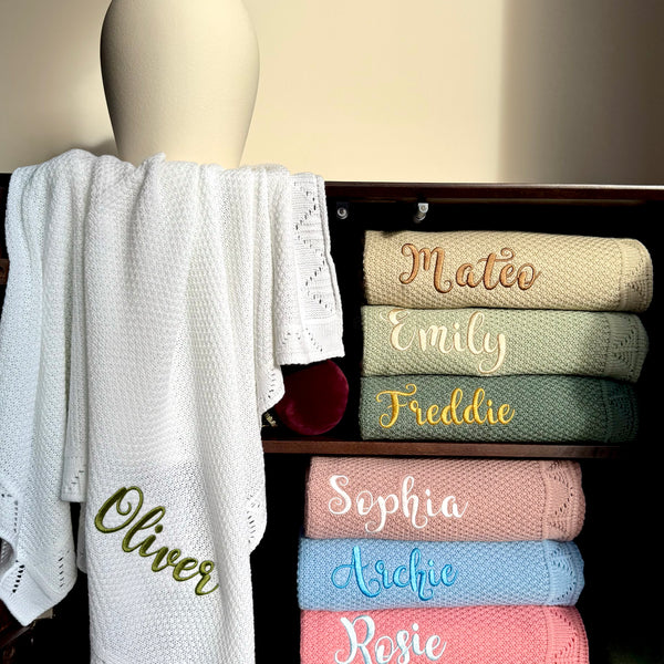 Personalised Baby Blanket Knitted