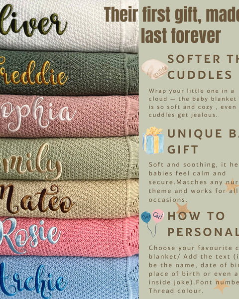 Velvet Mocha Personalised Baby Blanket Knitted