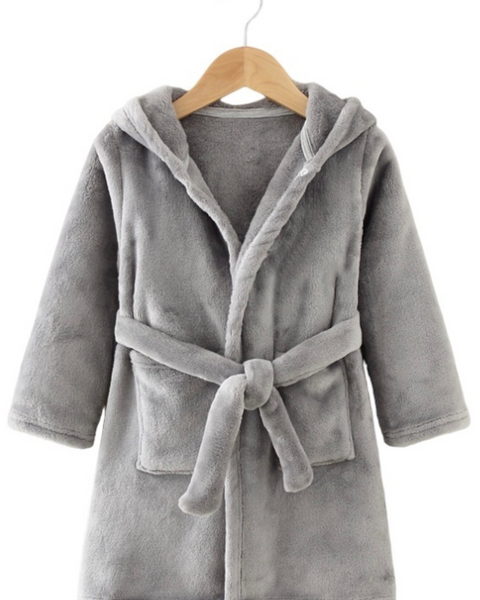 Grey Personalised Embroidered Baby Robe