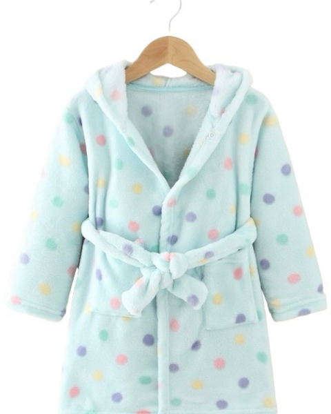 Dots Print Personalised Embroidered Baby Robe