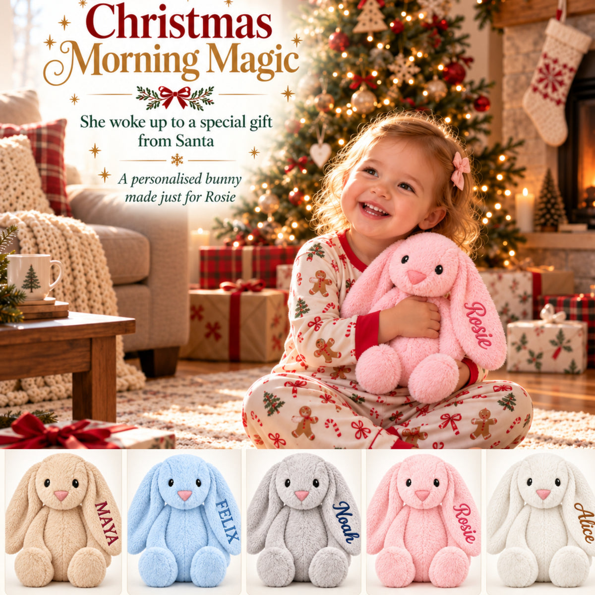Personalised Grey Bunny Toy