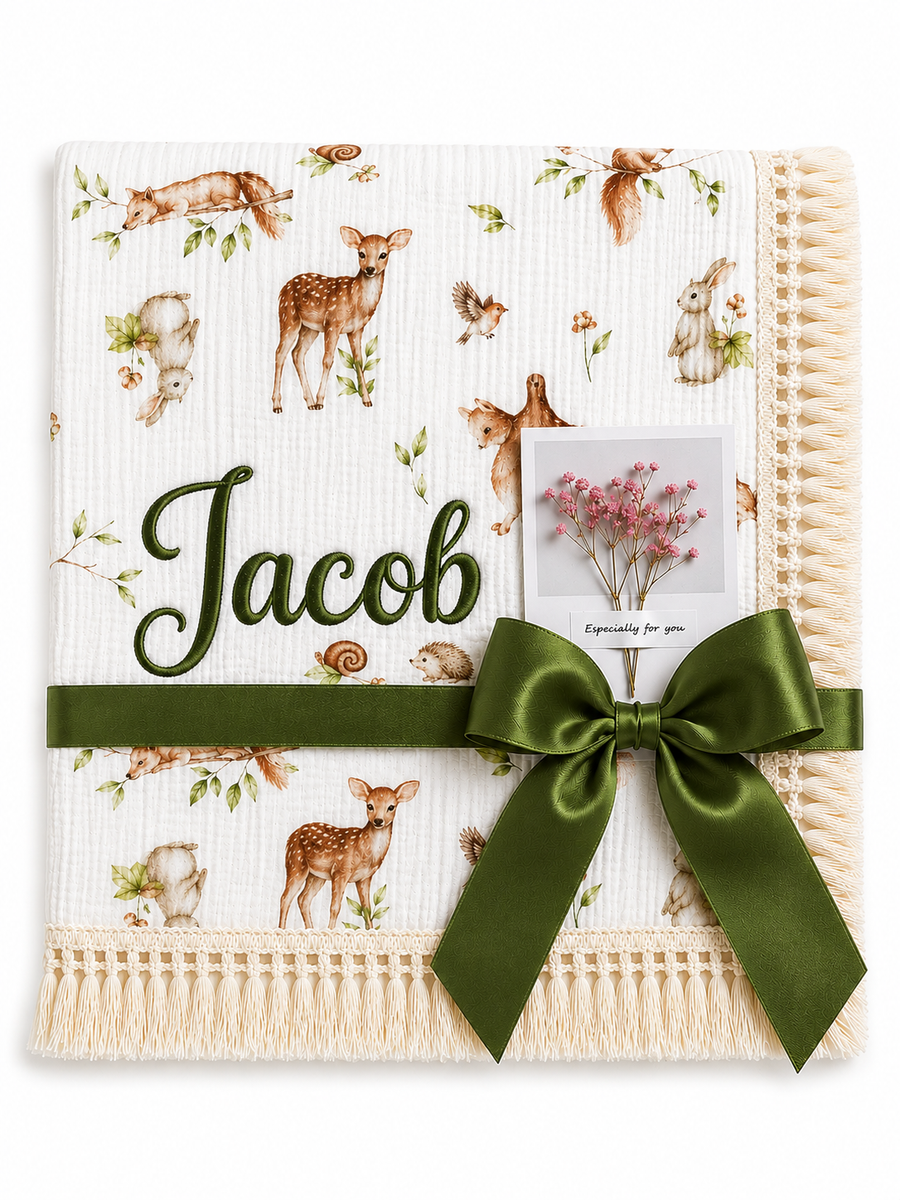 Dandelions Personalised Muslin Baby Blanket – 100% Cotton