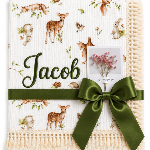 Dandelions Personalised Muslin Baby Blanket – 100% Cotton