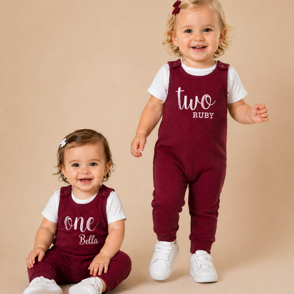 Claret Red Personalised or Plain Dungarees