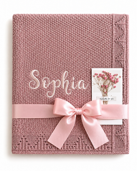 Velvet Mocha Personalised Baby Blanket Knitted