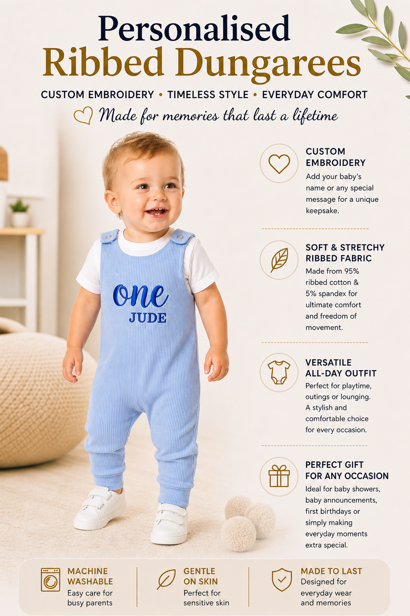 Powder Blue Personalised or Plain Dungarees